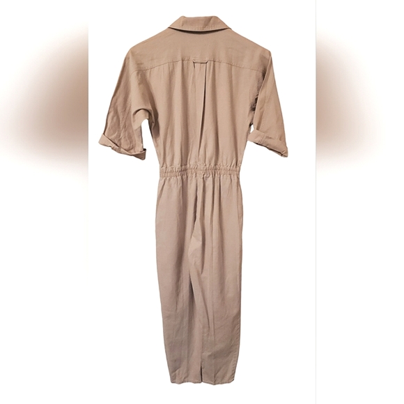 Collared Jumpsuit with Button-Up Front and Elasticized Waist - Vintage Nok Nok  - Picture 4 of 14